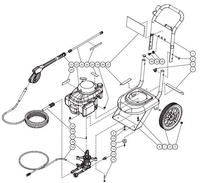 CV-3000-0MHC pressure washer replacement parts, breakdown, pumps & repair kits.